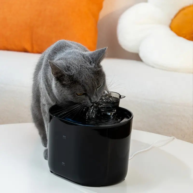 Intelligenter USB-betriebener 2,2-Liter-Haustiertrinkbrunnen für Katzen und Hunde – Schwarz