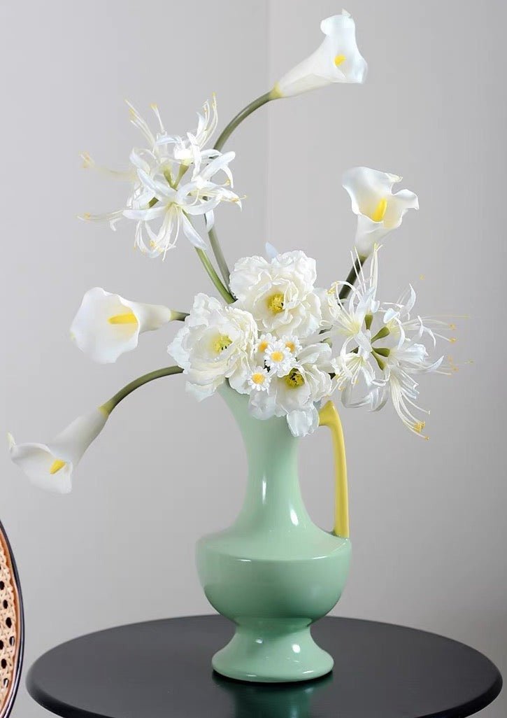 Handmade Medieval Style Ceramic Decorative Flower Vase - Glazed With Dopamine Colors